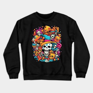 Exploring the vibrant streets of Mexico City during Dia de los Muertos Crewneck Sweatshirt